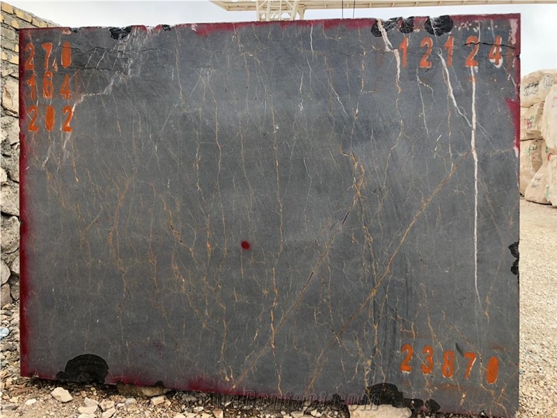 Golden Black Marble Block, Iran Black Marble