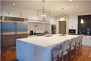Carrara Marble Honed Mitered Edge Waterfall Top