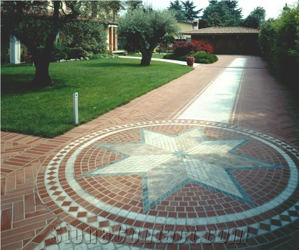 Rosso Asiago Marble-Botticino Classico Walkway