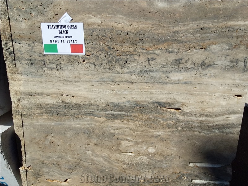 Travertino Ocean Black Quarry Blocks