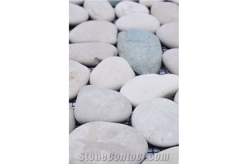 White-Green Sumba Interlock Pebbles Mosaic