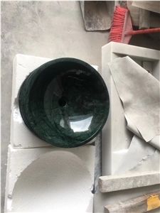 Big Flower Green Marble Sink,Green Marble Basin
