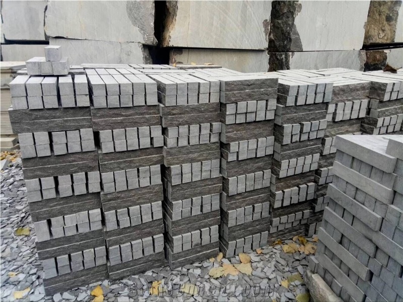 Blue Limestone Flooring Paving Flamed Cobble Stone