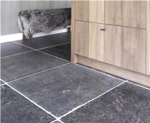 Blue Limestone Flooring Paving Flamed Cobble Stone