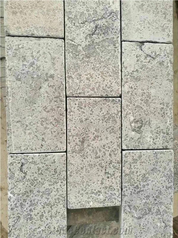 Blue Limestone Flooring Paving Flamed Cobble Stone