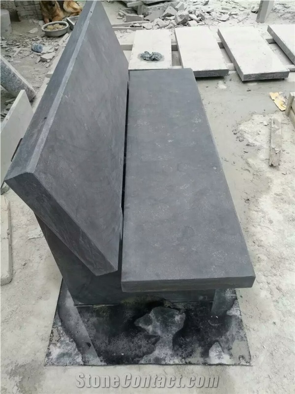 Bushhammered Blue Limestone Outdoor Benches Garden