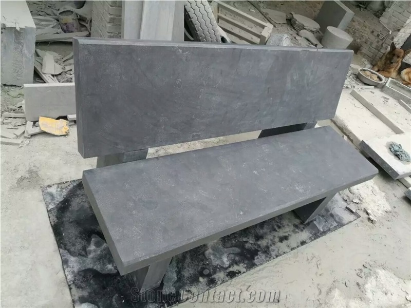 Bushhammered Blue Limestone Outdoor Benches Garden