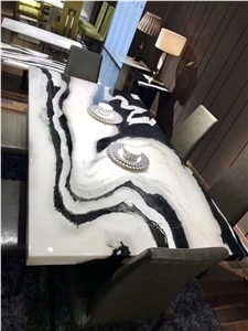 Dinner Table Top Island White Marble Countertop
