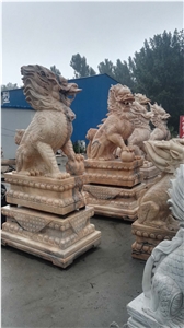 Handcarved Marble Culptures Pink Animal Sculptures