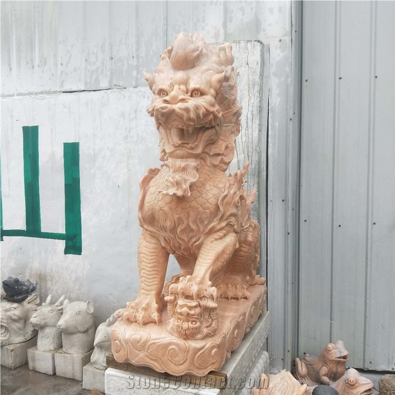Handcarved Marble Culptures Pink Animal Sculptures