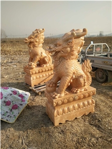 Handcarved Marble Gradon Sculptures Sunset Pink