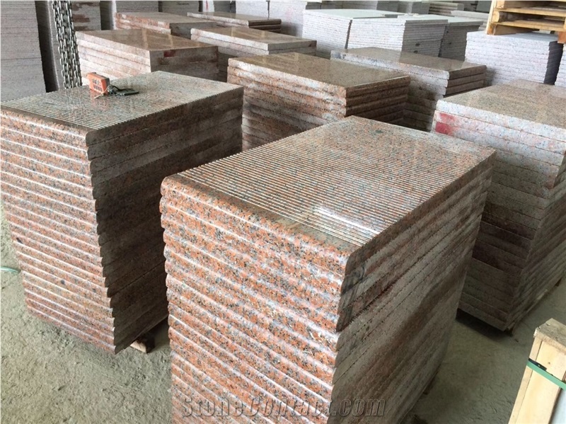 Maple Red Granite Cladding Flower Water Groove