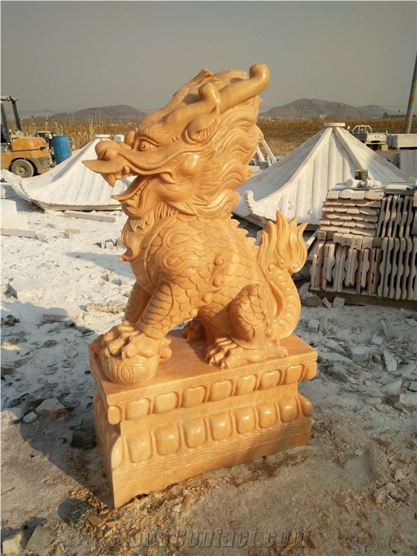 Marble Landscape Sculptuers Guardian Lions Statue