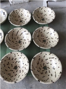 Marble Mosaic Vessel Sinks,Mosaic Round Wash Basin Marble Mosaic Vessel Sinks,Mosaic Round Wash Basin