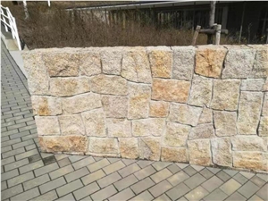 Rusty Yellow Gold Granite Hardscape Flagstone Wall