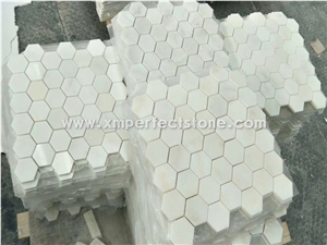Mosaic Tile & Bianco Carrara White Marble Hexagon Mosaic