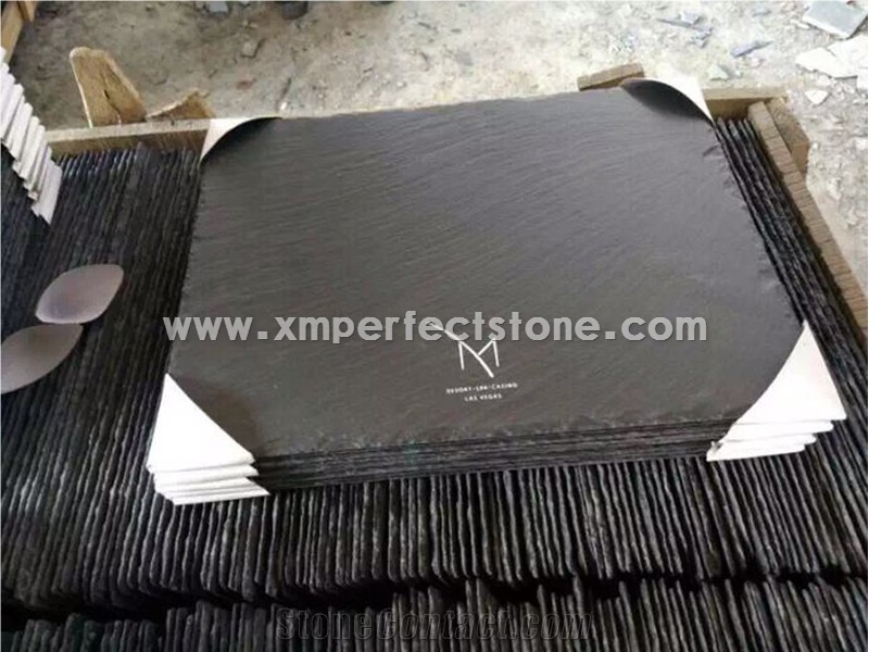 Natural Edge Slate Tray with Handles