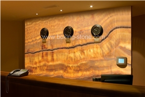 Backlit Golden Yellow Onyx Wall Decorative Slab