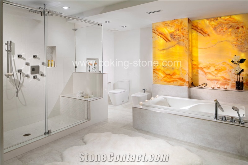Backlit Golden Yellow Onyx Wall Decorative Slab