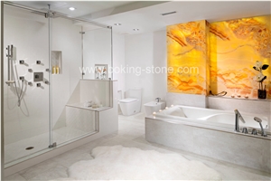 Backlit Golden Yellow Onyx Wall Decorative Slab