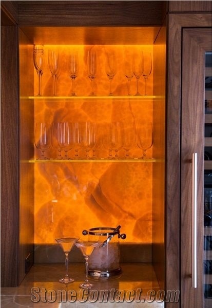 Golden Onyx Agate Backlit Tiles Translucent Stone