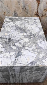 Invisible Grey Blocks White Venato Marble Block