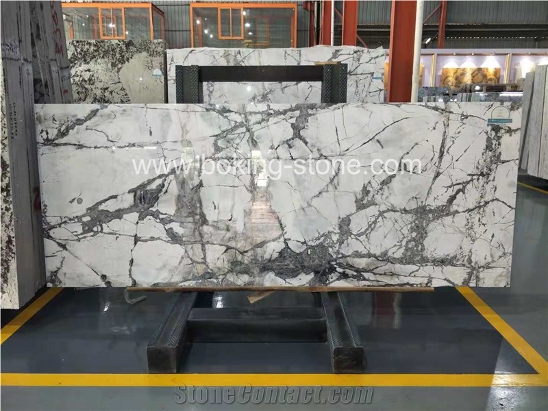 Invisible Grey Blocks White Venato Marble Block