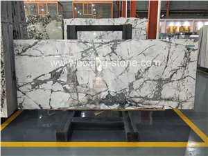 Invisible Grey Blocks White Venato Marble Block