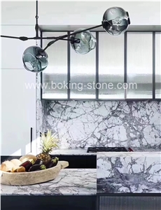 Invisible Grey Blocks White Venato Marble Block
