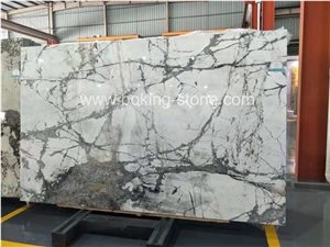 Invisible Grey Blocks White Venato Marble Block