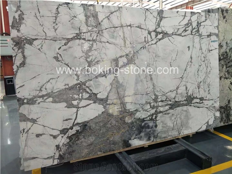 Invisible Grey Blocks White Venato Marble Block