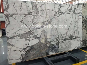 Invisible Grey Blocks White Venato Marble Block