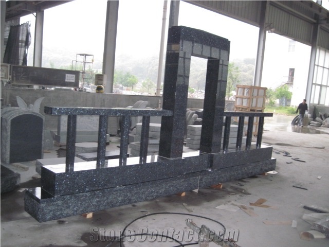 Blue Pearl Custom Monument with Pillars
