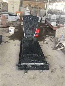 Blue Pearl Granite Headstone Tombstone with Kerbs Blue Pearl Granite Headstone Tombstone with Kerbs