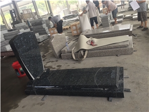 Blue Pearl Granite Headstone Tombstone with Kerbs