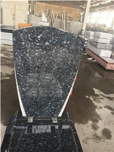 Blue Pearl Granite Headstone Tombstone with Kerbs