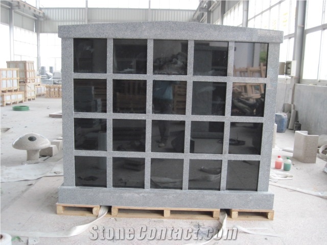 China Grey 40 Niche Columbarium with Black Doors