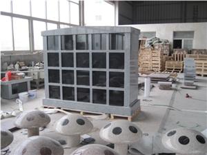 China Grey 40 Niche Columbarium with Black Doors