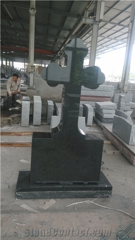 Confetti Black Cross Shape Granite Monument