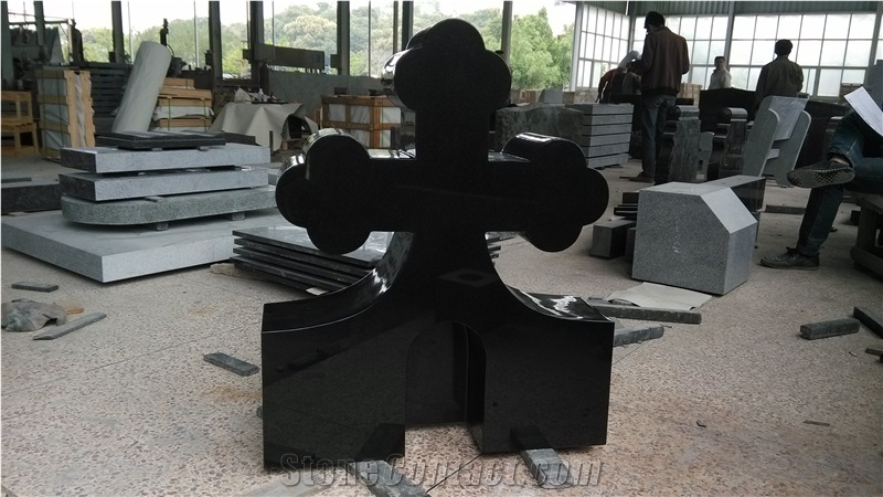 Confetti Black Cross Shape Granite Monument