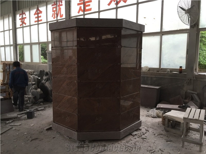G633 with Red Doors 48 Niche Columbarium Hexagon