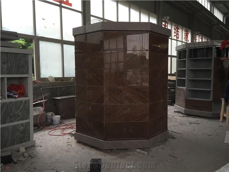 G633 with Red Doors 48 Niche Columbarium Hexagon