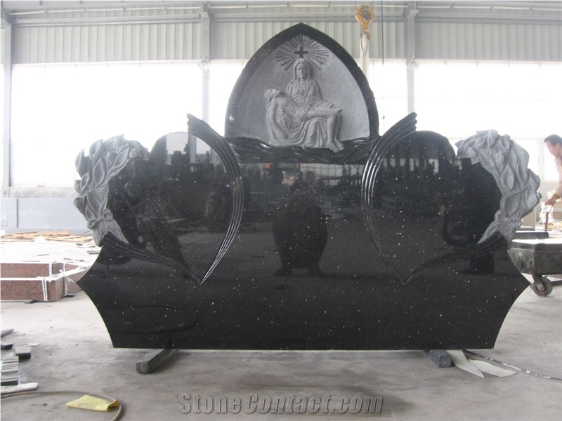Galaxy Black Stone Granite Monument with Pieta