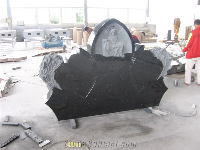 Galaxy Black Stone Granite Monument with Pieta