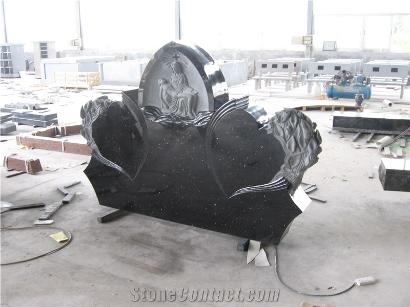Galaxy Black Stone Granite Monument with Pieta