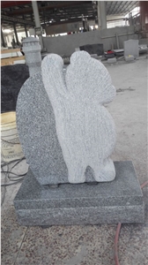 Imperial Grey Monument with Bear Carving