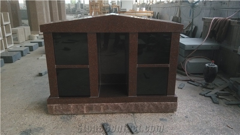 India Red 4 Niche Columbarium with Black Doors