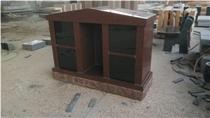 India Red 4 Niche Columbarium with Black Doors
