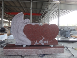 Indian Red Angel with Heart Carving Monument