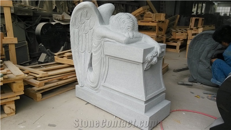 Oriental Grey G633 Monument with Angel Sculpted